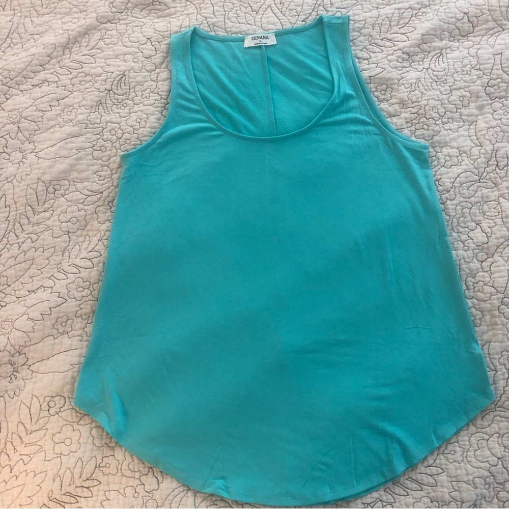 Zenana Beck Sleeveless round neck top high-low hem - Mint NEW size L